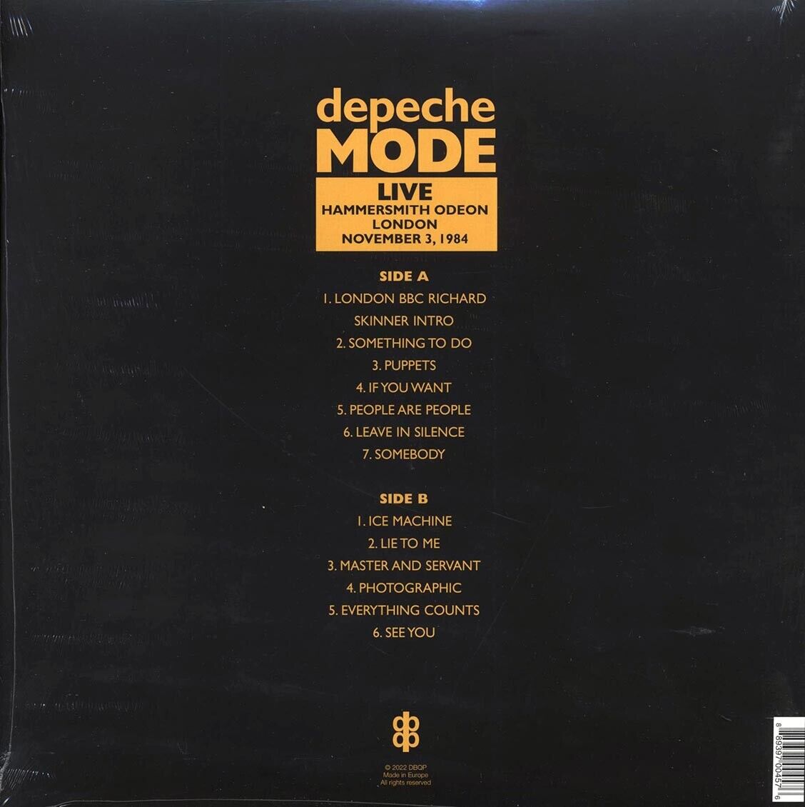 Depeche Mode - Live In London November 3. 1984 - Limited Live Recording LP