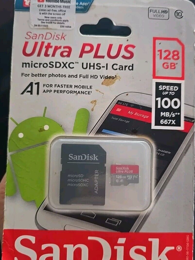 SANDISK ULTRA PLUS MICROSDXC UHS-I CARD 128GB - New In Box