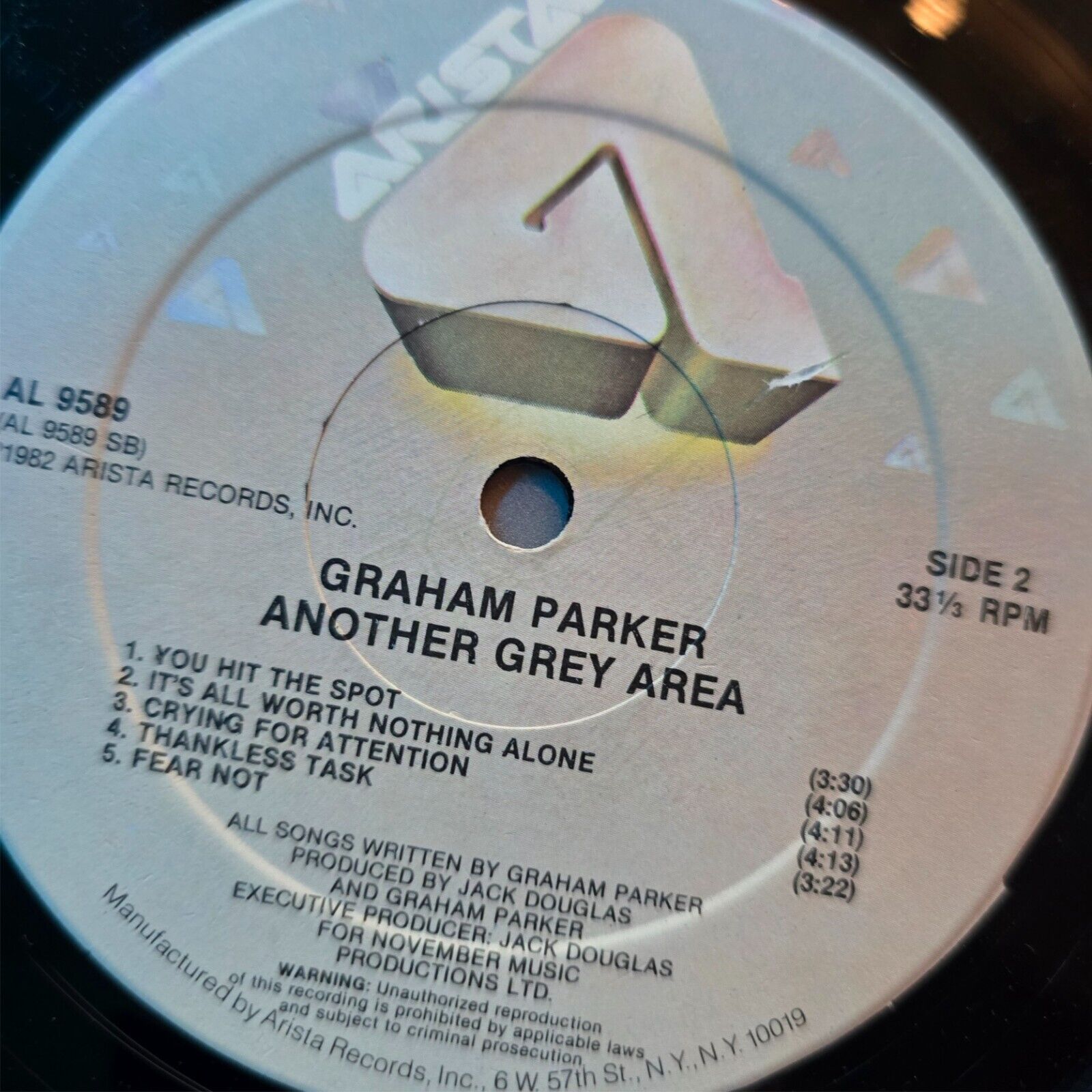 Graham Parker - Another Grey Area - 1982 - Arista AL9589 Vinyl LP Record