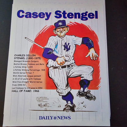 New York Yankee Caricatures by Bill Gallo, Limited Daily News Prints