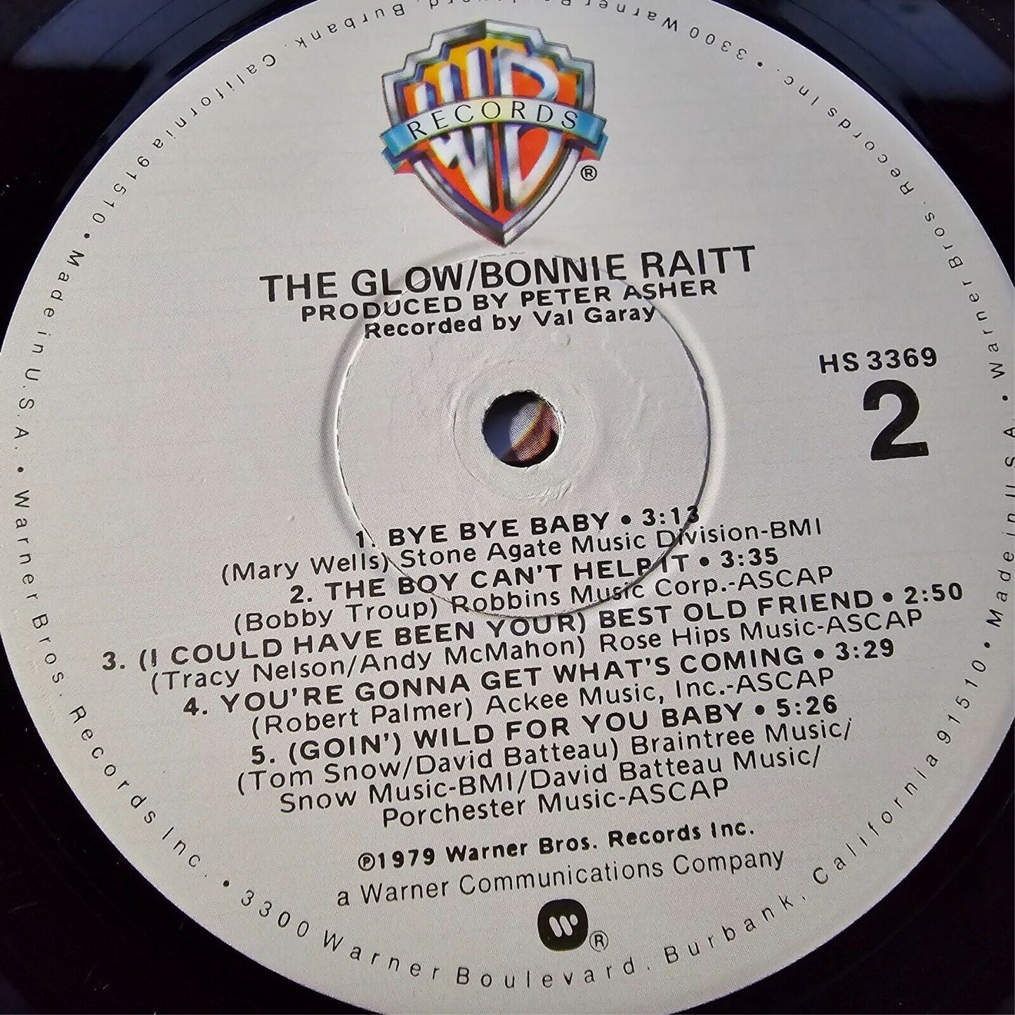 BONNIE RAITT- THE GLOW-1979 WARNER BROS. HS 3369