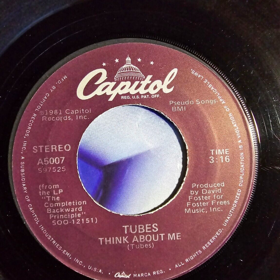 Tubes- Don't Want To Wait Anymore / Think About Me - 45 Vinyl Record