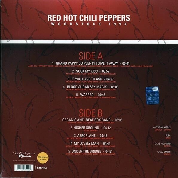 Red Hot Chili Peppers - Woodstock '94 -Limited Edition Live Recording Record LP