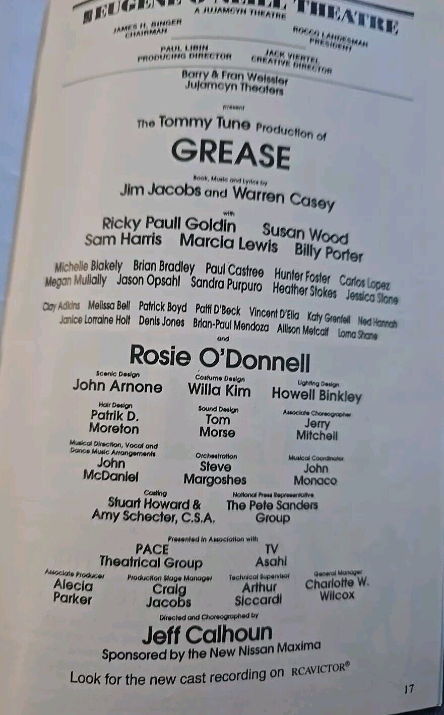 Vintage Playbill - Grease - October 1996 - Megan Mullaly Understudy For Rosie