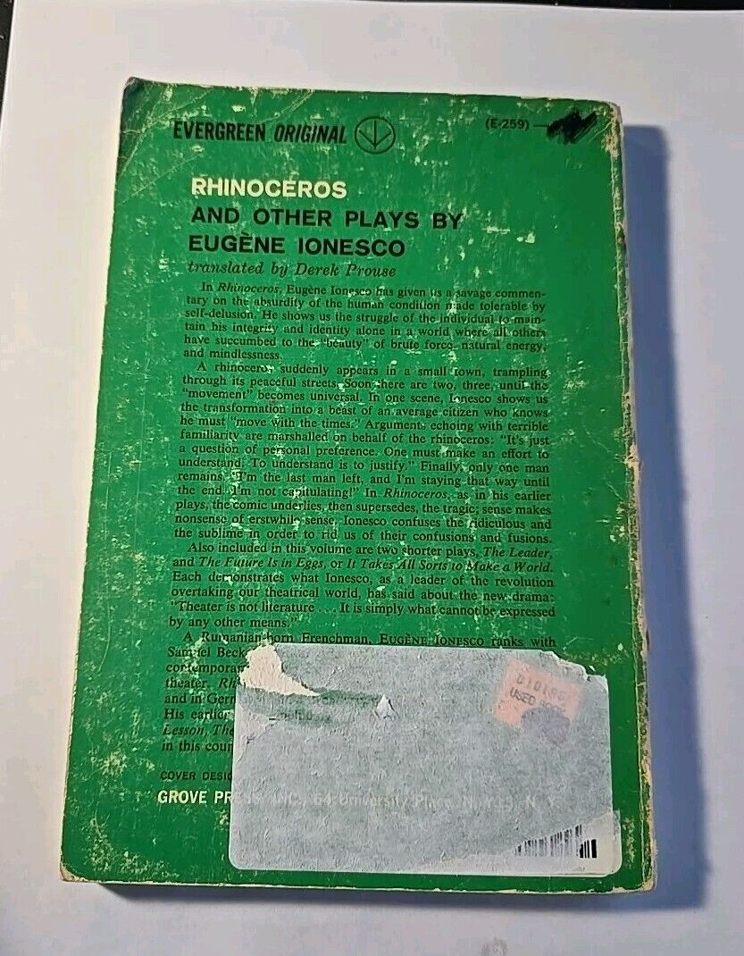 Ionesco-Rhinoceros And Other Plays 1960 Grove Press