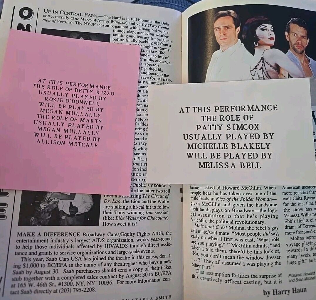 Vintage Playbill - Grease - October 1996 - Megan Mullaly Understudy For Rosie