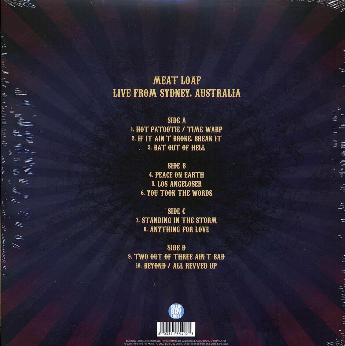 Meat Loaf-Guilty Pleasure Tour: Live From Sydney, Australia-2 LP Live Record