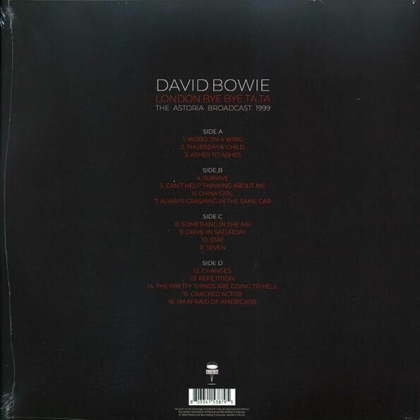 David Bowie-The Astoria Broadcast 1999 2LP Clear Vinyl Limited Live Record