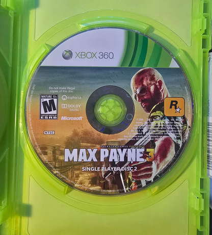 Max Payne 3 (Microsoft Xbox 360, 2012) Both discs