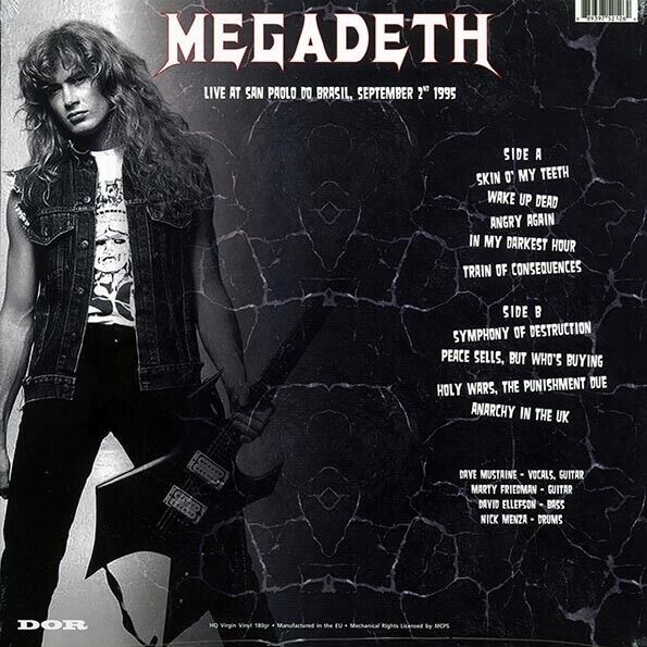 Megadeth-Live At Sao Paulo  1995 - 180 gram White Colored Vinyl Record LP