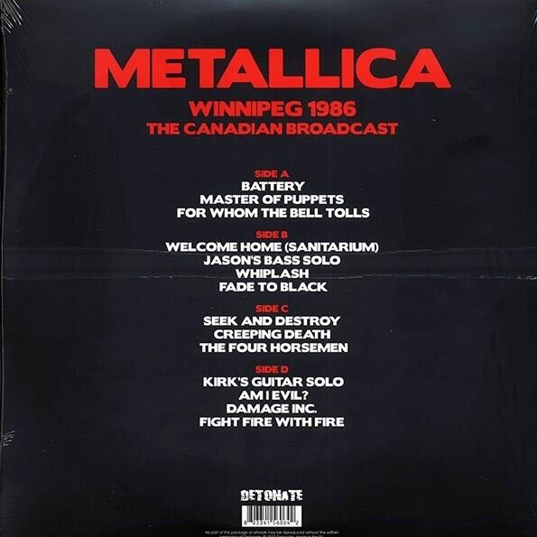 Metallica-Winnipeg 1986: The Canadian Broadcast-2 LP Red Color Vinyl Live LP