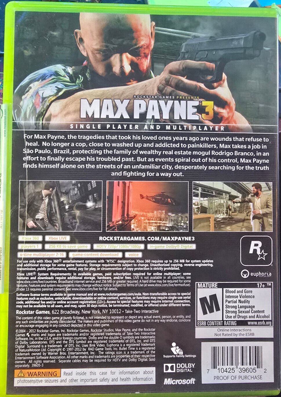 Max Payne 3 (Microsoft Xbox 360, 2012) Both discs