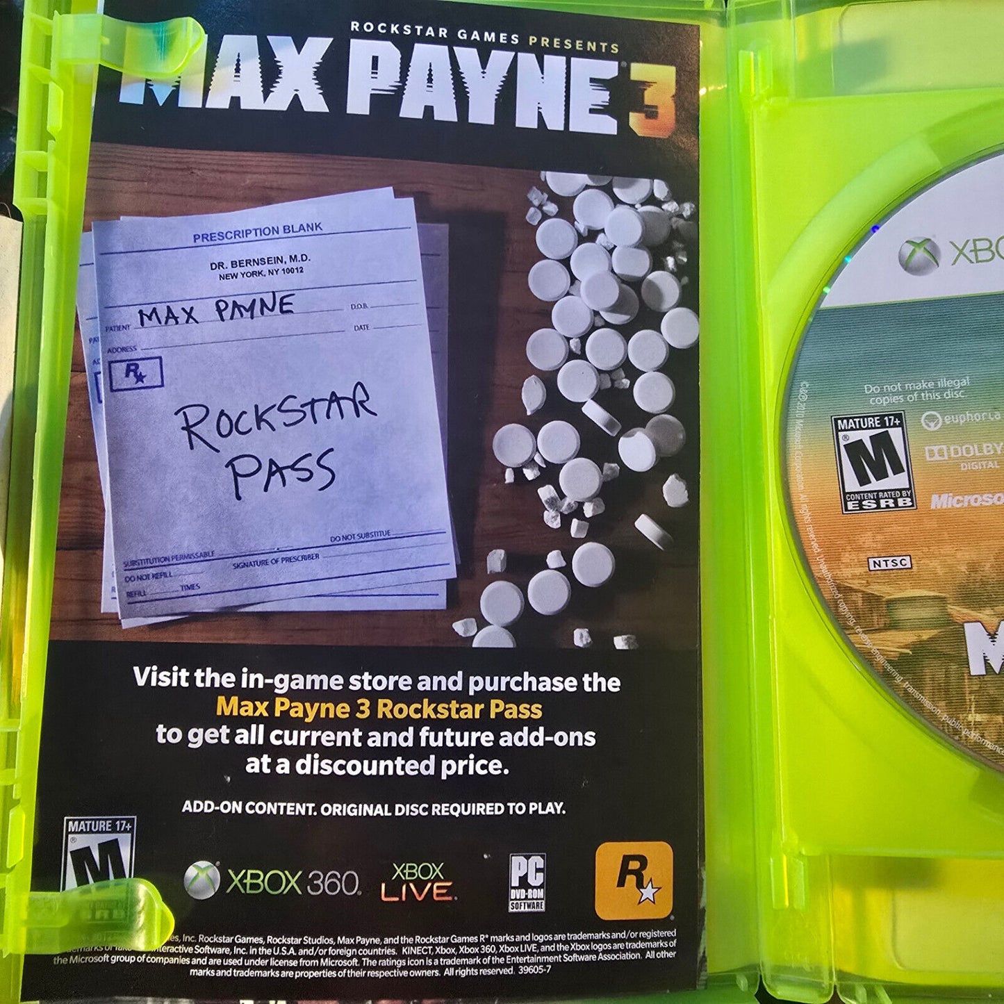 Max Payne 3 (Microsoft Xbox 360, 2012) Both discs