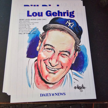 New York Yankee Caricatures by Bill Gallo, Limited Daily News Prints