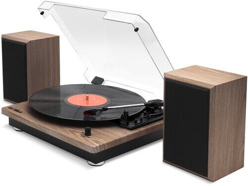 Victrola Montauk Bluetooth Turntable System with Speakers (Natural Wood)