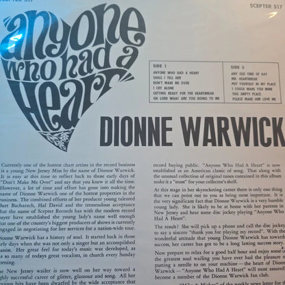 Dionne Warwick-Anyone Who Had A Heart -1964  Scepter SRM-517 - Vinyl LP Record